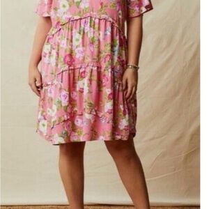 Matilda Jane Pink Floral dress  with tiered Accents L